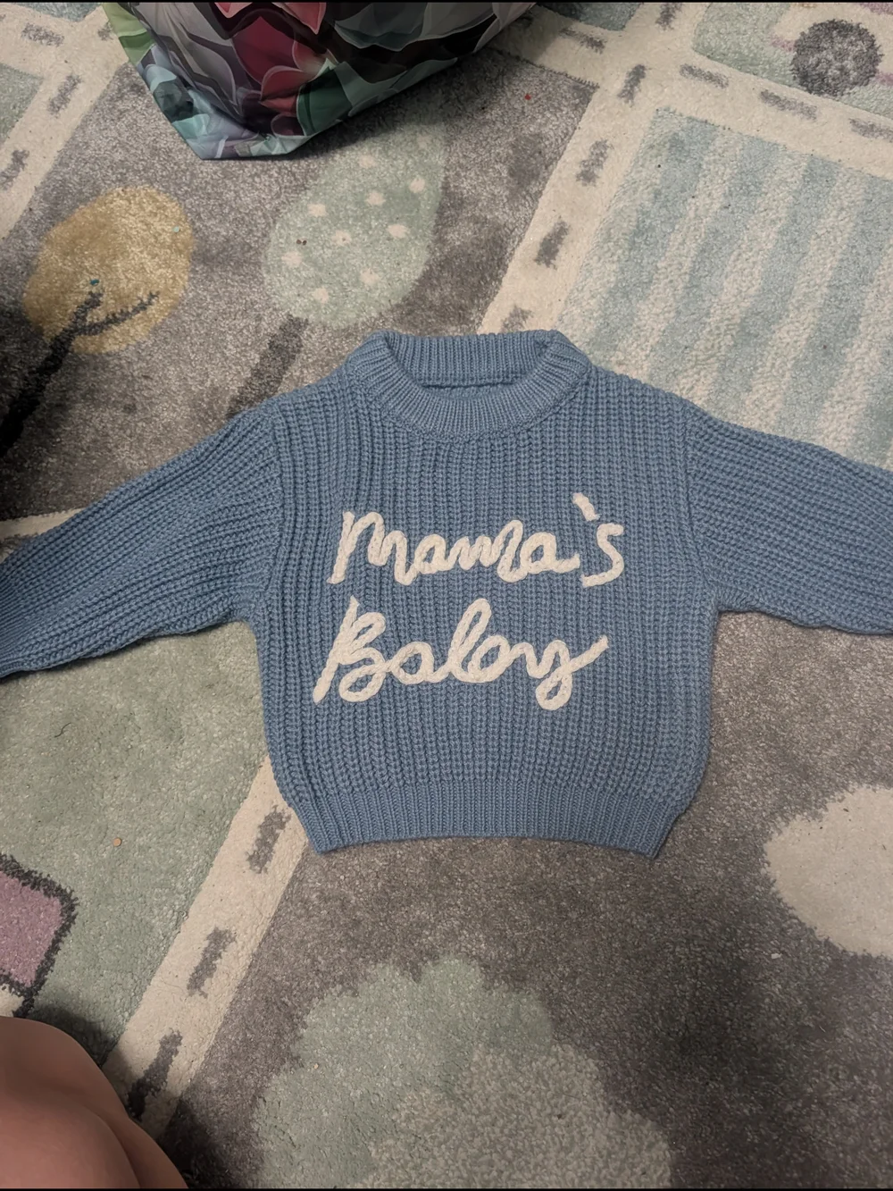 Mama's Baby Blue Knit Crewneck Sweater
